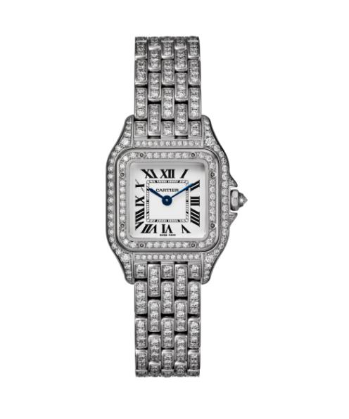 The luxury fake Panthère De Cartier HPI01129 watches are made from 18k white gold and diamonds.