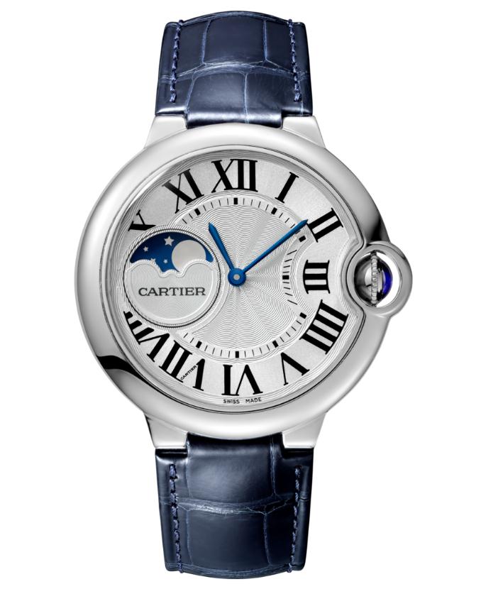 The comfortable fake Ballon Bleu De Cartier WSBB0020 watches have black leather straps.