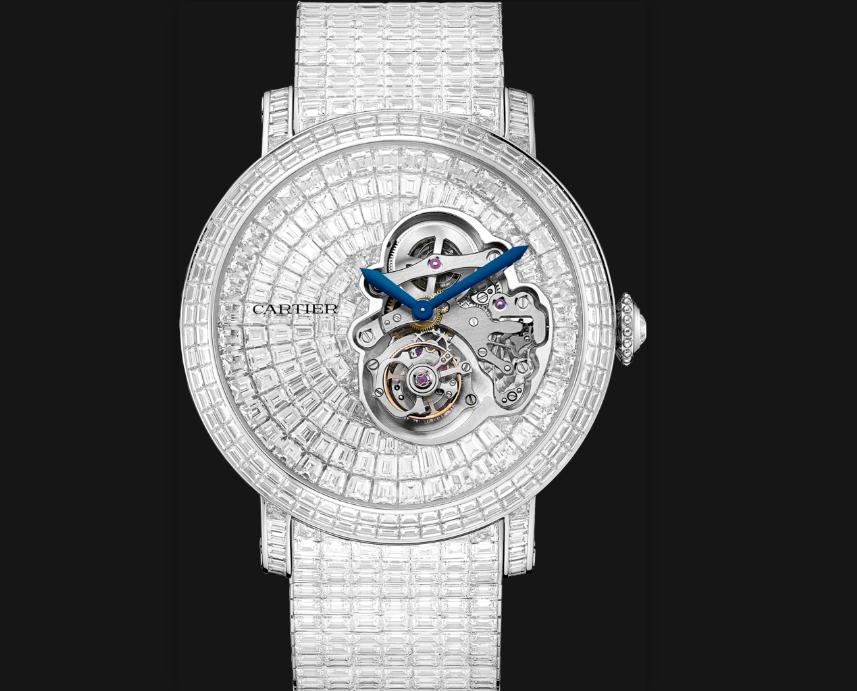 The luxury replica Rotonde De Cartier HPI00942 watches are made from platinum.